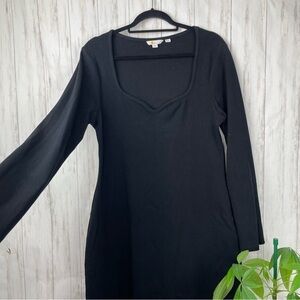 Anthropologie Boden LBD black V neck thermal dress size 16